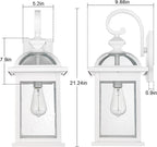 Darkaway Outdoor Lights Fixtures Wall Mount, Large 22inch Outdoor Wall Sconce Lights with Seeded Glass Waterproof Outside Exterior Lights Fixture for House Front Porch Patio （Large, White）