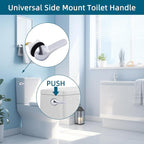 Hygie Rinse Metal Toilet Handle Replacement Kit Universal Side Mount Fit, Toilet Lever Compatible with American Standard/Glacier Bay/Gerber, Toilet Flush Handle with Flapper Chain, White