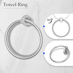 5-Piece Brushed Nickel Towel Bar Set Bathroom Hardware Set Includes Multi-Purpose Toilet Paper Holder 23.6in Towel Bar Towel Ring Towel Hooks Stainless Steel Wall-Mounted Bathroom Accessories