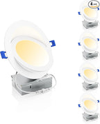 Ensenior 4 Pack 6 inch LED Eyeball Recessed Lighting, 360°+90° Rotatable and 2700K-5000K Selectable, Dimmable Gimbal Recessed Lights, Canless Angled Adjustable Ceiling Downlight, 1300LM, 13W=115W-FCC