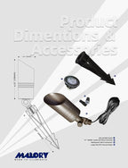 MALORY Brass Spot Lights Outdoor 10-Pack,12V AC/DC Low Voltage LED Landscape Lighting,Waterproof Spot Up Light for Garden,Patio and Yard (S05-Bronze, 10-Pack with Bulb)