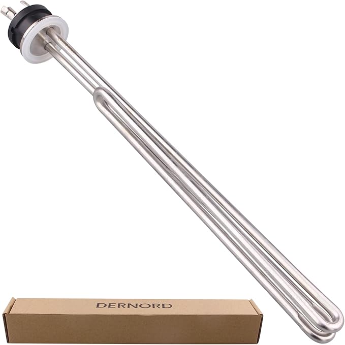 DERNORD 240V 6500W Tri-clamp Foldback Heating Element Stainless Steel Immersion Water Heater with 3-Wire Electrical Locking Plug (1.5 Inch Tri clamp)
