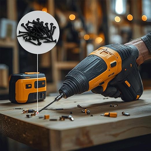 #7 x 1-3/8" Phillips Bugle Head Coarse Thread Sharp Point Drywall Screw, Self Tapping Wood Screws with Black Phosphate Coated, Ideal Screw for Drywall, Wood and Sheetrock, 90 Pieces