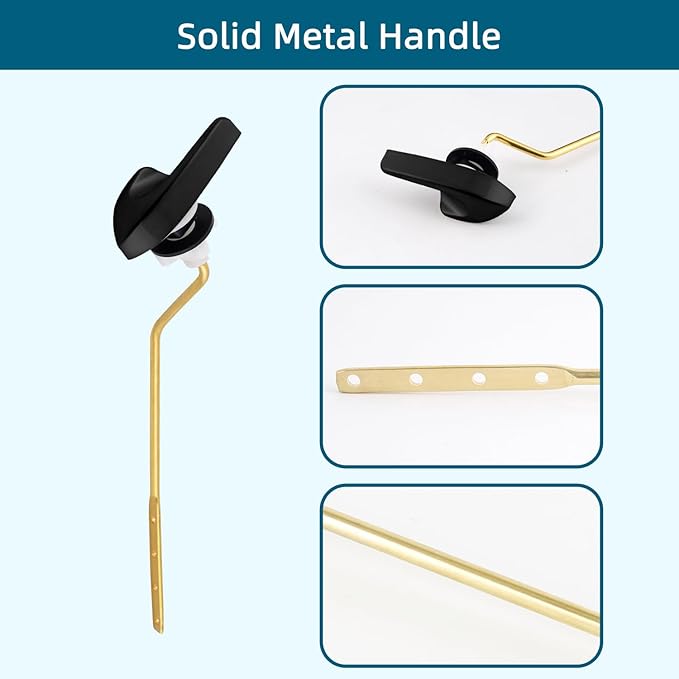 Universal Metal Side Mount Toilet Handle Replacement Kit KitCompatible with Kohler K-GP30324-CP/Glacier Bay Toilet with 1pc Flapper Chain, Toilet Flusher Lever, Matteblack