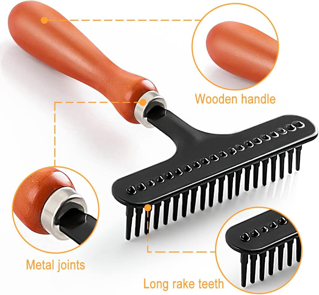 Hand Held Carpet Rake, Making Carpets Fluffy Again, Clean Hair, Let Carpet Restore Softness (Iron, Black)