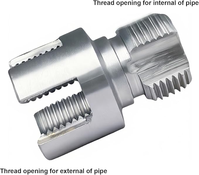 Integrated Internal & External Pipe Threading Tool, Electric Drill Compatible, 1/2" & 3/4" Pipe Sizes, PVC Pipe Thread Repair-Chasing & Restoring, Thread Trimming and Angle Bolt Repair Tool