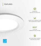 ASD LED Recessed Lighting 4 Inch, Round Commercial Downlight, Mini Panel with Baffle Trim, 4" 12W 120-277V CCT Selectable 2700/3000/3500/4000/5000K, Dimmable Ceiling Light Fixture, White, ETL