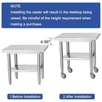 MySit 3 Inches Prep Table Wheels Set of 4, Expanding Stem Casters with Side Brake Fit 1-1/2", 1-5/8", 1-3/4", 1-7/8"ID Tube Pipe Legs for Stainless Steel Kitchen Cart, Wire Shelving Racks