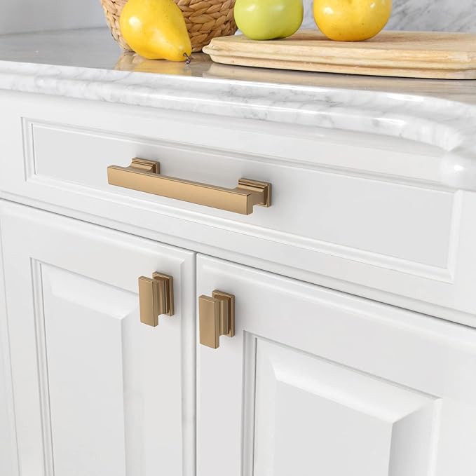 Asidrama 6 Pack 3.75 Inch(96mm) Champagne Bronze Kitchen Cabinet Handles, Brushed Brass Cabinet Pulls Gold Kitchen Cabinet Hardware for Cupboard Drawer Pulls