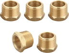 1/2 Inch NPT Male x 3/8 Inch NPT Female Brass Pipe Fitting, Hex Bushing, Reducer Adapter, Thread 0.75" OD to 0.625" ID, (10 Piece)