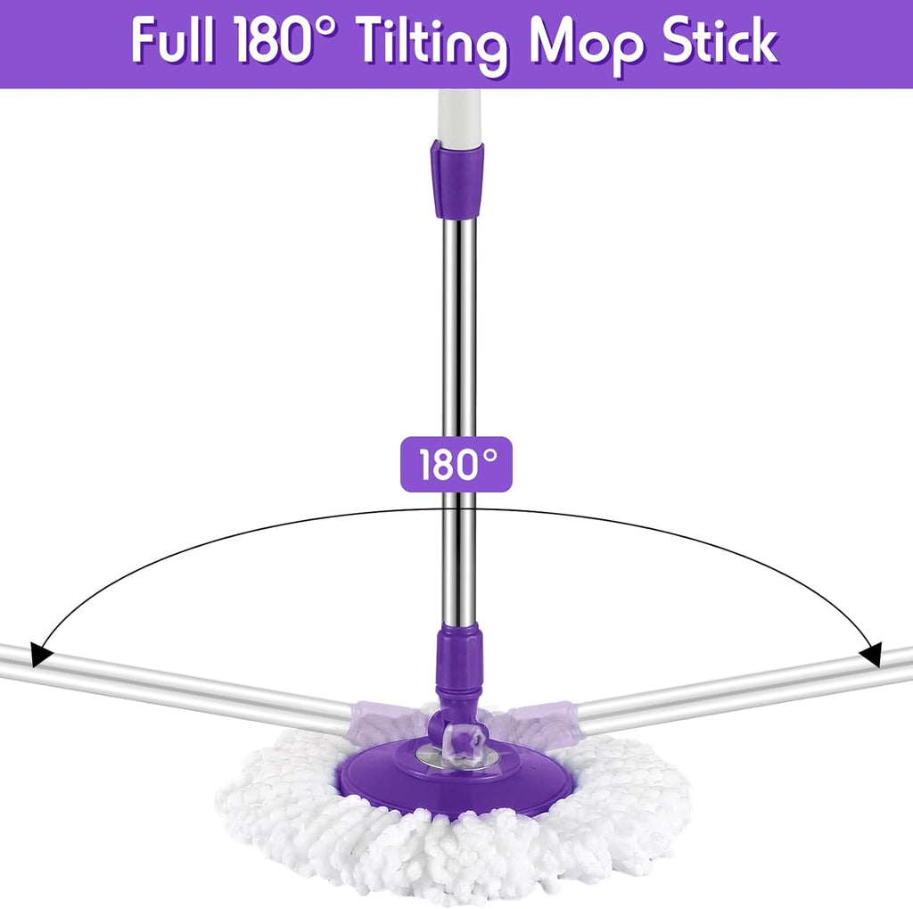 Spin Mop Replacement Handle 360 Degree Spin Mop Pole Handle Replacement Rotating Telescopic Stick for Head Replace Spinning Household Cleaning Accessories for Home(Purple)