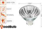 GoodBulb 50-Watt Halogen MR16 Light Bulb 50W GU5.3 Base 12V ANSI Code EXN High Output 3000K Soft White Light Color Clear Finish 3000 Life Hours Pack of 10 Bulbs