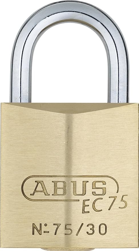 ABUS 75/30 Small Solid Brass Padlock with 2 Keys for Outdoor, School, Gym, 1 9/64in (30mm) Wide, Keyed Different