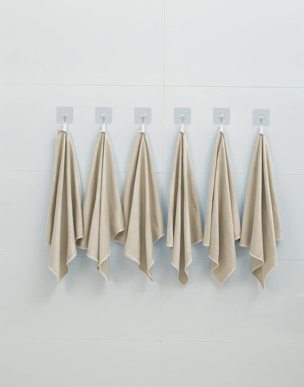 6 Pack Microfiber Glass Cleaning Cloth, 16 Inch X 16 Inch, Lint Free Quickly Clean Window, Glasses, Windshields, Mirrors, and Stainless Steel, Camel