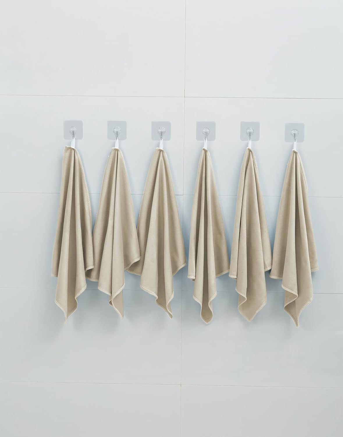 6 Pack Microfiber Glass Cleaning Cloth, 16 Inch X 16 Inch, Lint Free Quickly Clean Window, Glasses, Windshields, Mirrors, and Stainless Steel, Camel