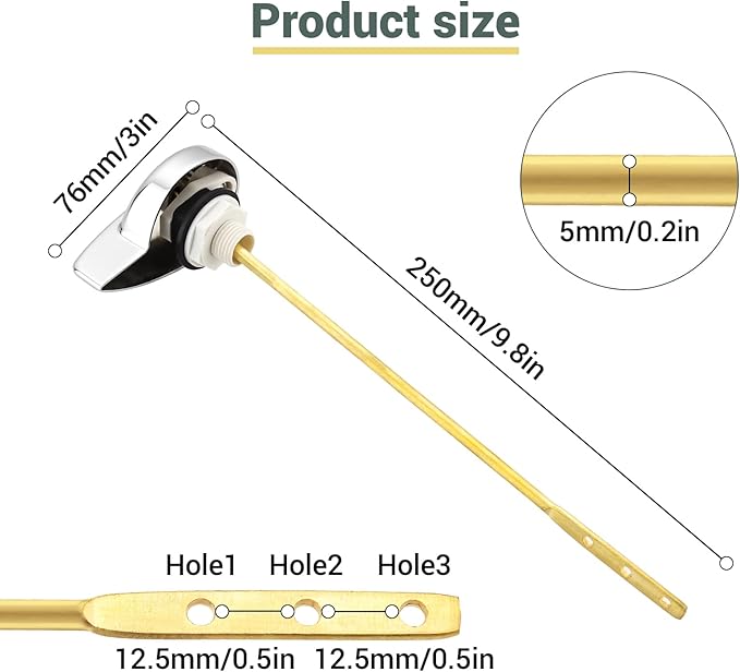 Toilet Flush Handle Replacement Side Mount Compatible with TOTO THU004 - CP Toilet Tank Flush, Replacement Kit Easy Install Toilet Repair