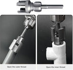 Integrated Internal & External Pipe Threading Tool, Electric Drill Compatible, 1/2" & 3/4" Pipe Sizes, PVC Pipe Thread Repair-Chasing & Restoring, Thread Trimming and Angle Bolt Repair Tool