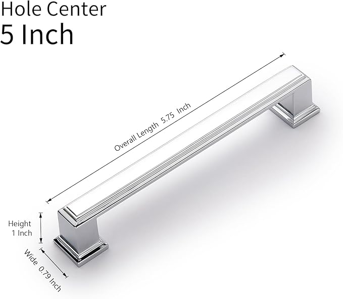 10 Pack 5 Inch(128mm) Hole Center Polished Chrome Modern Cabinet Pulls Kitchen Cabinet Handles Kitchen Cabinet Hardware Timeless Drawer Pulls for Dresser Cupboard Wardrobe, Chrome(5x10)