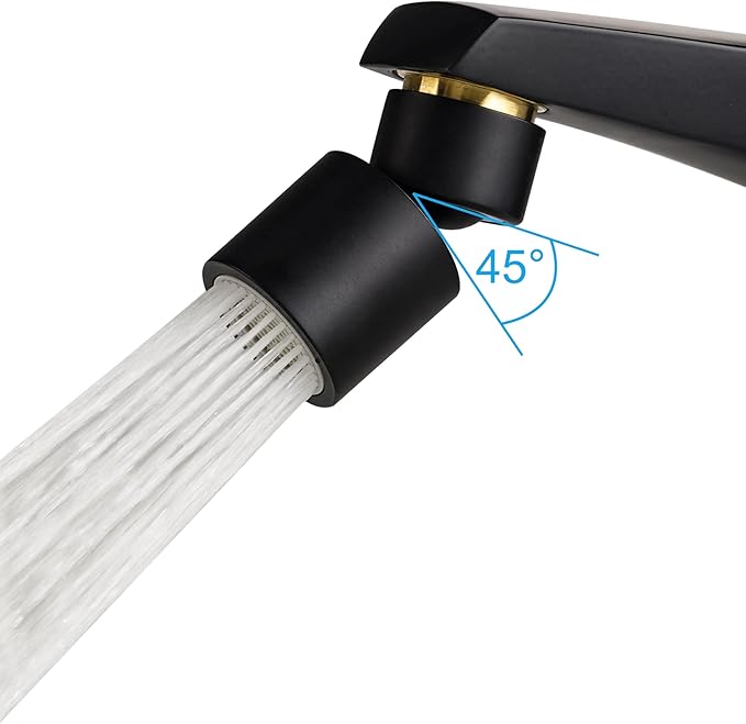 Hibbent NSF/ANSI/CAN 61 Certified Kitchen Faucet Aerator, CUPC Certification 360-degree Swivel Sprayer 2 Water Flow Sprayer Modes Faucet Extender-55/64Inch-27UNS Female Thread, Matte Black