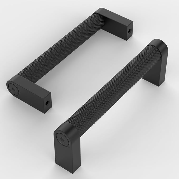 Amerdeco 10 Pack Matte Black Cabinet Pulls 3-3/4 Inch Hole Centers Kitchen Cabinet Handles Hardware Kitchen Handles for Cabinets Handles ZH0064