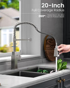 APPASO Square Kitchen Faucets with Pull Down Sprayer, 3 Modes SUS304 Stainless Steel Faucet for Kitchen Sink, Single Handle Kitchen Sink Faucet, Brushed Nickel