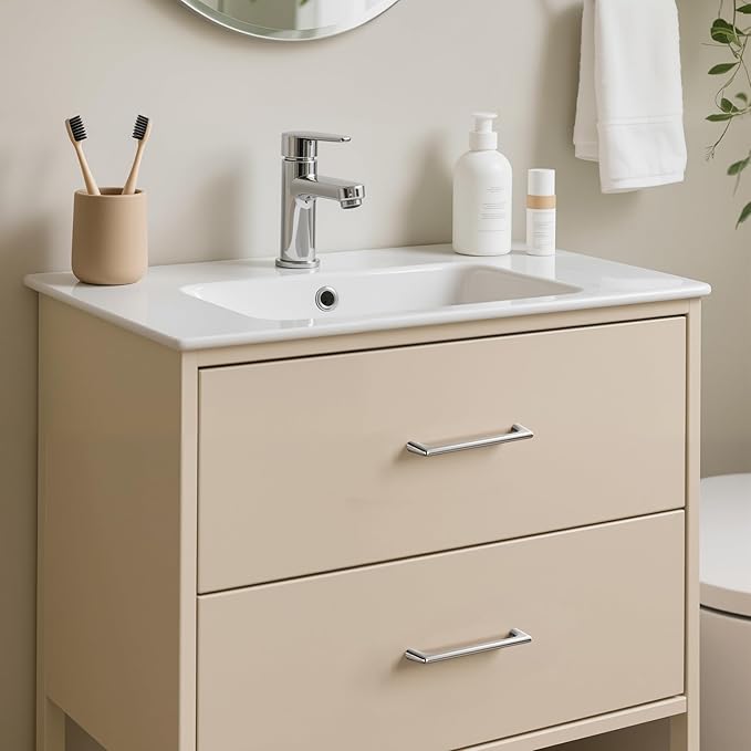 5 Pack 5 Inch(128mm) Hole Center Modern Brushed Satin Nickel Cabinet Pull Handle Timeless Vanity Drawer Pull Handle Classic Cabinet Hardware for Kitchen Bathroom, Screws Included, Nickel-B(5x5)