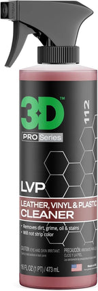 3D LVP Interior Cleaner - Removes Dirt, Grime, Grease, Oil & Stains from Leather, Vinyl & Plastic - Great for Seats, Steering Wheels, Door Panels, Dashboards - Car, Office, Home Use 16oz.