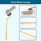 Hygie Rinse Metal Toilet Handle Lever Flush Replacement, 2PCS Universal Side Mount Toilet Handle with Stainless Steel Flapper Chains, Toilet Repair Kit, Brushed Nickel