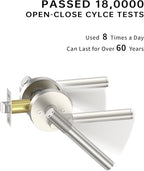 Asidrama 4 Pack Passage Brushed Nickel Door Handles, Door Lever with Door Knobs Indoor for Bedroom or Bathroom, Heavy Duty Door Handles Interior with Locks for Left Right Sided Doors