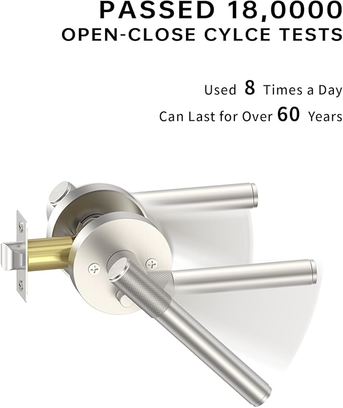 Asidrama 4 Pack Passage Brushed Nickel Door Handles, Door Lever with Door Knobs Indoor for Bedroom or Bathroom, Heavy Duty Door Handles Interior with Locks for Left Right Sided Doors