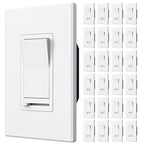 Amico 24 Pack Dimmer Light Switch, Single-Pole or 3-Way Slide Dimmer Switches for Led Lights, Suitable for 150W Dimmable LED/CFL Lights and 600W Incandescent/Halogen, Wall Plate Included, White