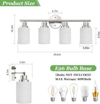 4-Light Brushed Nickel Vanity Lights for Mirror, Bathroom Light Fixtures with Textured Milky White Glass Shade, Modern Kitchen Light Fixtures Wall Sconce Light - E26 Base