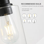 EMONG 4 Light Bathroom Vanity Light, Matte Black Bathroom Light Fixtures with Glass Shade, Modern Wall Sconces Lighting for Bathroom,Mirror,Farmhouse,Hallway