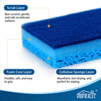 HOMEXCEL Sponges Kitchen 24pcs, Non-Scratch Sponges for Dishes, Scrub Cleaning Sponge Safe on Non-Stick Cookware, Dual Sided Dish Sponge for Kitchen, Household, Bathroom and More