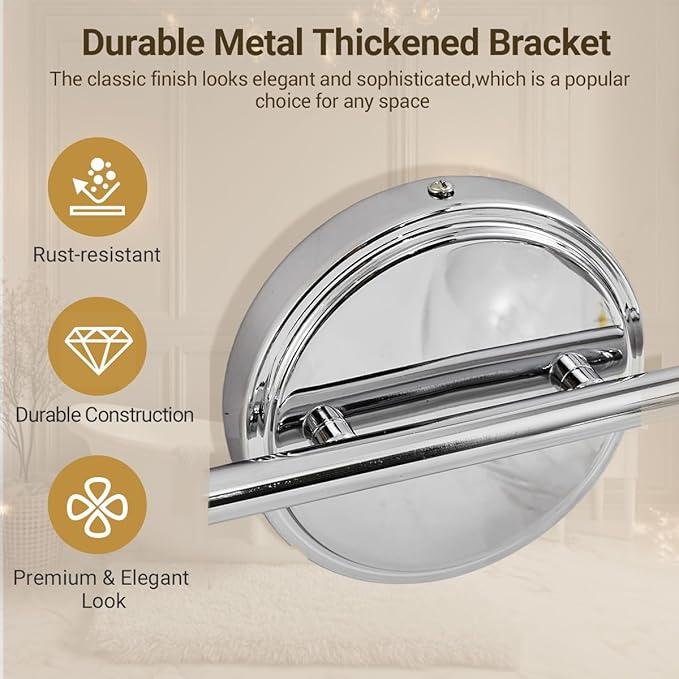 ANDY STAR Chrome Bathroom Light Fixture, 2-Light Modern Vanity Lights, Modern Wall Sconce with Clear Globe Glass Shades, Industrial Wall Lamp with Curved Arm for Bathroom, Powder Room, Over a Mirror