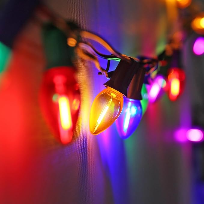 C7 Christmas Led Light Bulb, Multicolor Replacement Night Light Bulb, 0.6W Shatterproof Led Bulbs, E12 Standard Base, 50 Pack