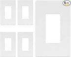 LIDER Matte Finish Decorator Switch Cover, Screwless Wall Plate, Mid-Size 1-Gang 4.88" x 3.11", Unbreakable Polycarbonate Thermoplastic, UL Listed, LSWP-31M-W5P, White, 5 Pack