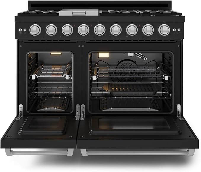 Gordon Ramsay by THOR Kitchen 48 Inch Professional Gas Range with Double Oven in Black/Stainless Steel