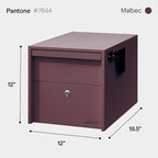 Adoorn Lockable Post Mount Mailbox | Small (Malbec), Size 12 x 12 x 18.5 (HxWxD) Anti-Theft Locking Mailbox with 2 Keys, Modern Mailbox with Flag, Weatherproof Mailboxes for Outside