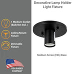 Diodesy- Lamp Socket E26 Medium Threaded Base Antique Style Light Socket Black Finish Electrical Lamp Holder for Residential Use 120V ETL Listed Pack of 4