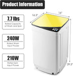 Casart Washing Machine Portable Washer W/ 7.7 Lbs Weight Capacity Washer and Dryer Full Automatic Washing Machine (Yellow& White)