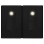 LIDER Matte Finish Lighted Double Switch with Screwless Wall Plate, Combination Frameless Decorator Switch with Locator Light, Ground Terminal Single Pole, 15A 120V, UL Listed, Black, 2 Pack
