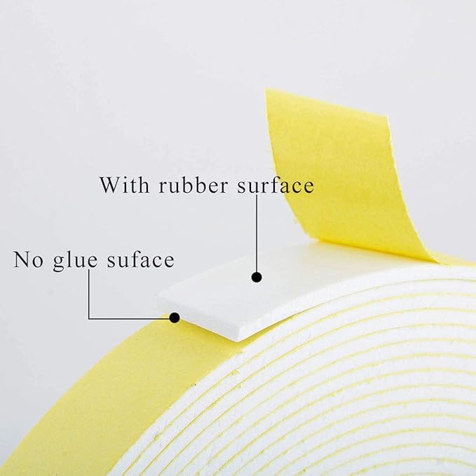 Foam Insulation Tape, Weather Seal Strip for Doors, Windows, Air Conditioning, Plumbing, Pipes, Weatherstrip, Waterproof, Seal, Foam Strips (White, 66Ft x 1/8” x 2”)