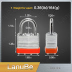 LanuBe Lock Laminated keyed Padlock (1-9/16", 40mm), keyed Alike Locks, Normal Shackle,Marked Orange Plastic Hoop, Pack of 6