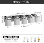 5-Light Bathroom Light Fixtures, Chrome Vanity Lights for Bathroom Mirror Lamp with Milky White Square Glass Shade, E26 Base Modern Wall Sconce Kitchen Light Fixtures Led Vanity