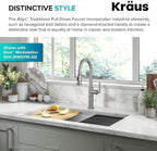 KRAUS® Allyn™ Traditional Industrial Pull-Down Single Handle Kitchen Faucet in Spot-Free Stainless Steel, KPF-4100SFS