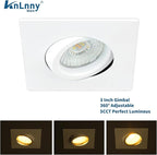 Square Recessed Lighting 3 Inch 6 Pack, Ajustable Eyeball recessed Light with Junction Box,5 Color Selectable,Airtight,7W 550LM,Dimmable,White