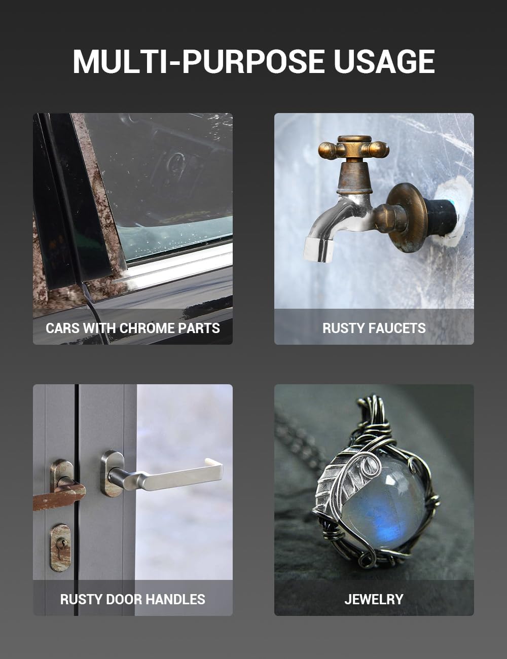 Metal Polish Paste, Restorer and Protectant, Scratch Remover, Removes Oxidation, Tarnish & Stains & Protects Surfaces, Works on Stainless Steel, Chrome, Aluminum, Jewelry, Silver 1.76OZ