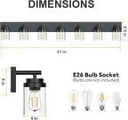 IZORRO Bathroom Vanity Light Fixture, 7-Light 51 Inch Matte Black Bathroom Light Fixtures Over Mirror, with Clear Glass Shade, Modern Farmhouse Vanity Lights, Rustic Restroom Lighting Fixtures