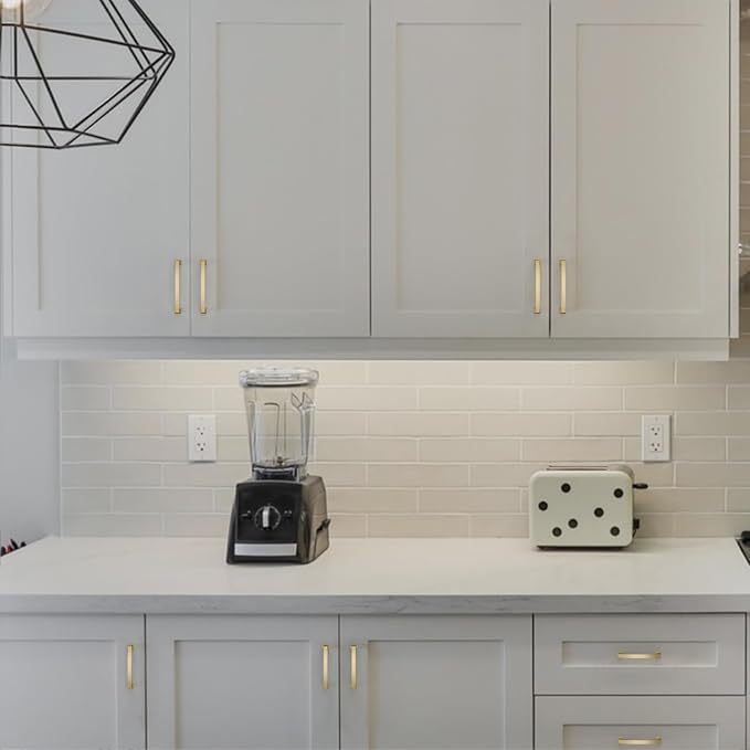 Asidrama 10 Pack 3 Inch(76mm) Brushed Gold Kitchen Cabinet Handles, Cabinet Pulls Kitchen Cabinet Hardware for Cupboard Drawer Pulls